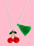 RHINESTONE CHERRIES NECKLACE