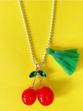 RHINESTONE CHERRIES NECKLACE