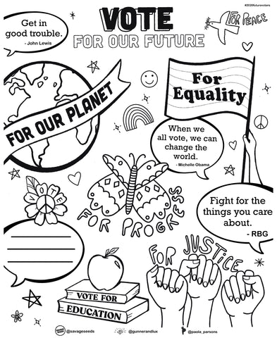 FREE PRINTABLE VOTE FOR OUR FUTURE COLORING SHEET