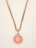 PINK CHANEL BUTTON NECKLACE