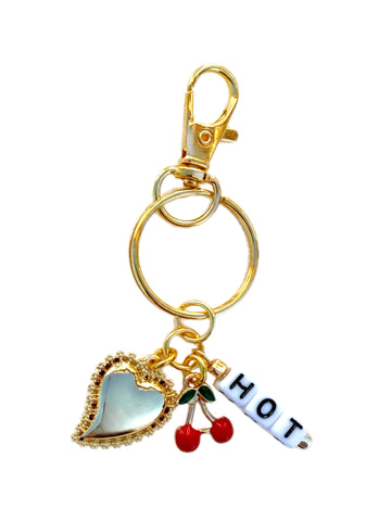HOT CHERRIES HEART BAG / KEY CHARM