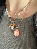 PINK CHANEL BUTTON NECKLACE