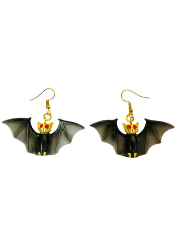 BAT WITH RED RHINESTONES EARRINGS