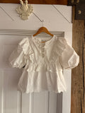 Moon River White Ruffle Eyelet Top