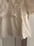 Moon River White Ruffle Eyelet Top