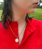 PINK CHANEL BUTTON NECKLACE
