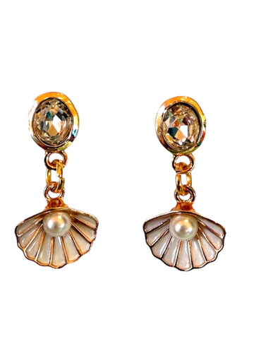 RHINESTONE SEASHELL EARRINGS