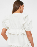 Moon River White Ruffle Eyelet Top