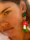 GREEN GLITTER MUSHROOM EARRINGS