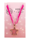 ROSE QUARTZ STAR NECKLACE WITH VELVET DYED RIBBON COLLABORATION WITH BALTIC MERMAID