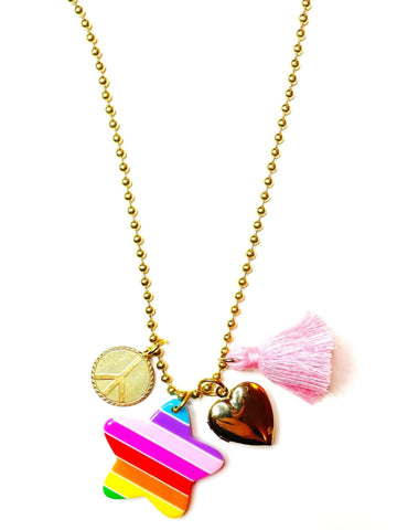 PEACE & LOVE CHARMS NECKLACE
